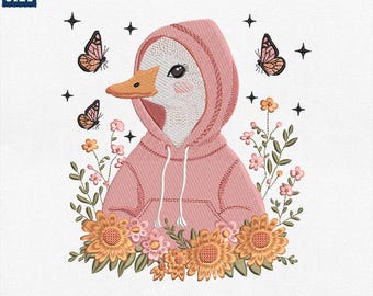 Lustige Gans Stickdatei, Floral Gans Maschinendatei, Gans Liebhaber Stickerei, Ente Sublimation, Dumme Gans Design, Instant Download