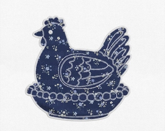 Vintage Huhn Auf Nest Applikation Stickdatei, Applikation Bauernhaus Huhn Stickmuster, Grandma Gänse, Thrifted Gänse, Cottage Core