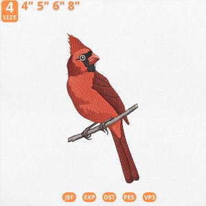 Red Cardinal Bird Embroidery Design, Cardinal Memorial Machine Embroidery, Cardinal Embroidery File, Remembrance File, Instant Download