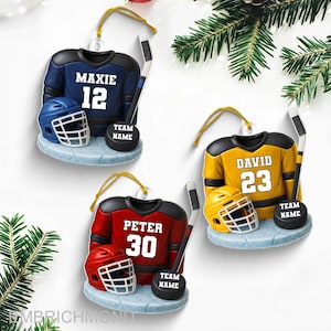 Personalized Ice Hockey Uniform 2D FLAT Acrylic Ornament, Hockey Jersey Christmas Ornament, Sport Player Ornament, Hockey Mom Christmas Gift