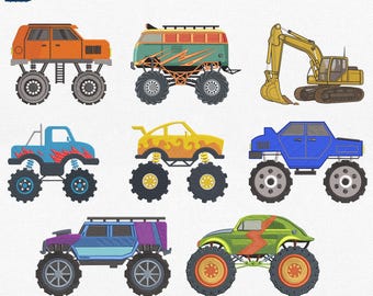 Diseño de bordado de Monster Truck, archivo de bordado de todoterreno, archivo de bordado a máquina de coche grande, diseño de bordado de coche, descarga instantánea