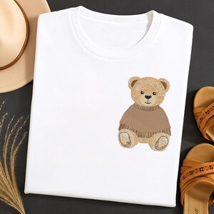 Cute Teddy Bear Embroidery Design, Cozy Sitting Bear Embroidery File, Woodland Nursery Bear Machine File, Valentine Bear, Instant Download image 7