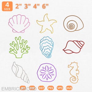 ITH Seashell Napkin Applique Embroidery Design, 9 Ocean Shells Embroidery Bundle,  Seashell Linen Cocktail Napkins Design, Instant Download
