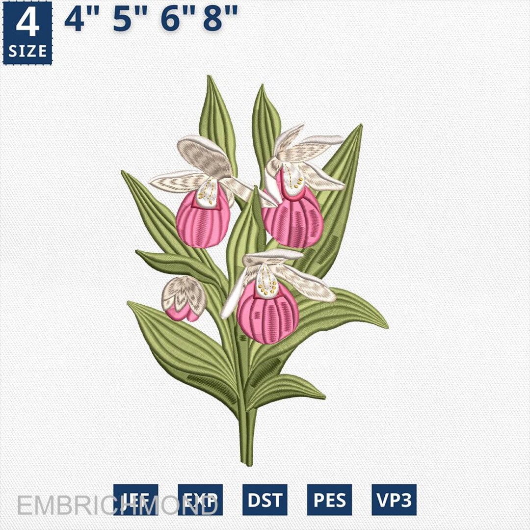 Lady Slipper Embroidery Design, Minnesota Flower State Machine ...