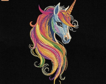 Rainbow Unicorn Embroidery Design, Fantasy Horse Machine File, Colorful Unicorn Embroidery, File for Machine Embroidery, Instant Download