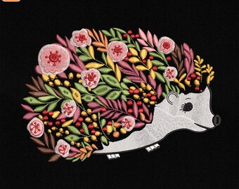 Floral Hedgehog Embroidery Design, Boho Hedgehog  Machine File, Floral Animal Embroidery, File for Machine Embroidery, Instant Download