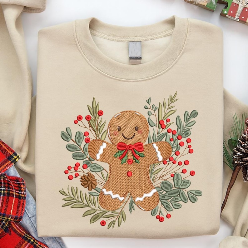 Gingerbread Man Embroidery Design, Festive Holiday Embroidery File ...