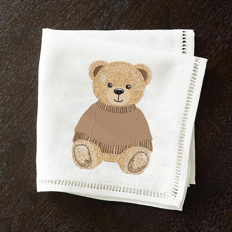 Cute Teddy Bear Embroidery Design, Cozy Sitting Bear Embroidery File, Woodland Nursery Bear Machine File, Valentine Bear, Instant Download image 9