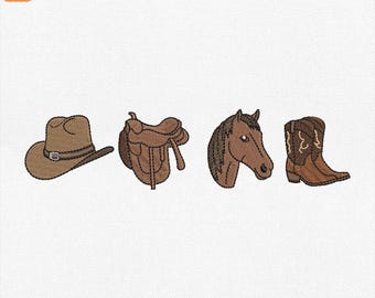 Western Cowboy Boot Embroidery Design, Country Theme Machine File, Rodeo Cowgirl Embroidery File, Instant Download