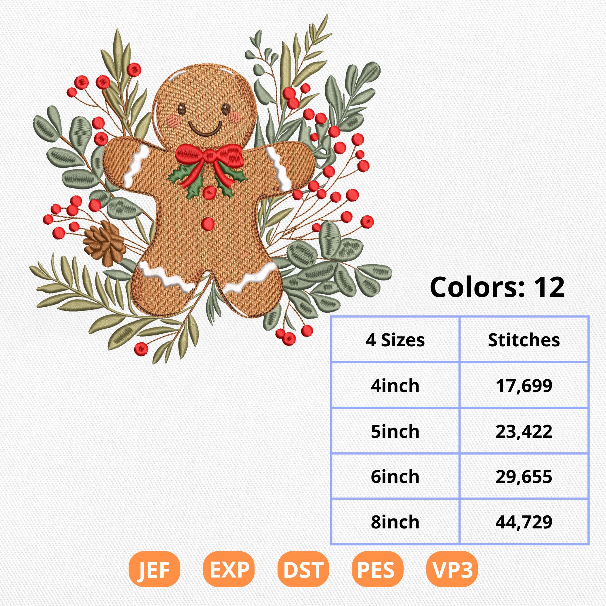 Gingerbread Man Embroidery Design, Festive Holiday Embroidery File ...