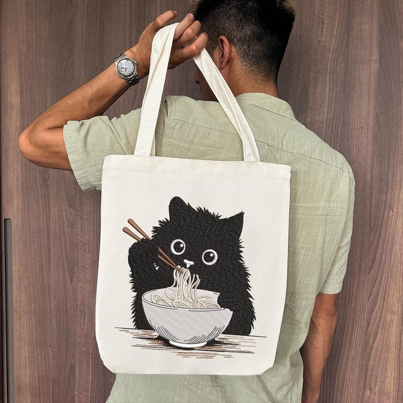 Ramen Cat Embroidery Design, Cute Noodle Cat Machine File, Japanese Anime Cat File, Anime Cat Pes, Ramen Lover, Cat Lover, Instant Download image 10
