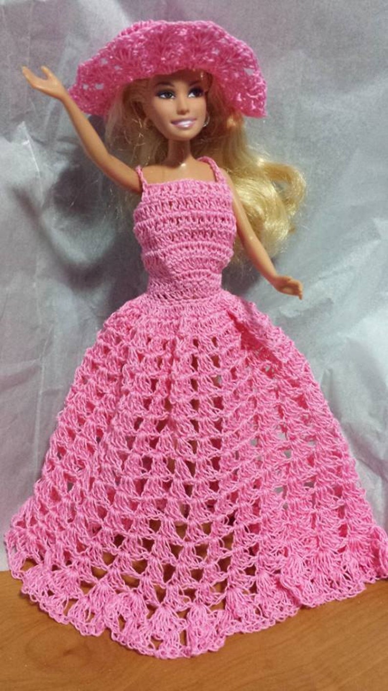 Barbie Crochet Pink Fancy Long Dress and Hat RM181 Etsy