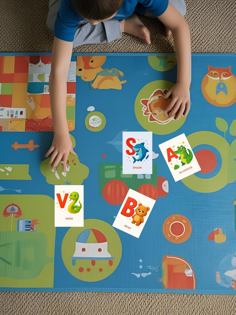 ABC Flashcards Printable, Animal Alphabet Cards, Digital Download, Kids
