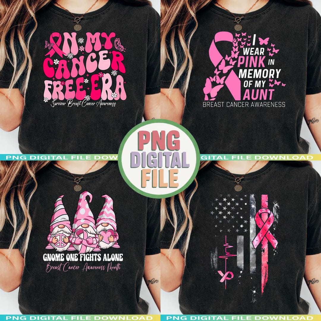 Memory Cancer Design Breast Cancer Awareness PNG Bundle, Gnome Ribbon, Memory of Aunt ...