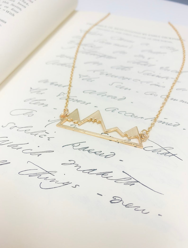 Geometric Necklace Gold Mountain Necklace Mountains Necklace