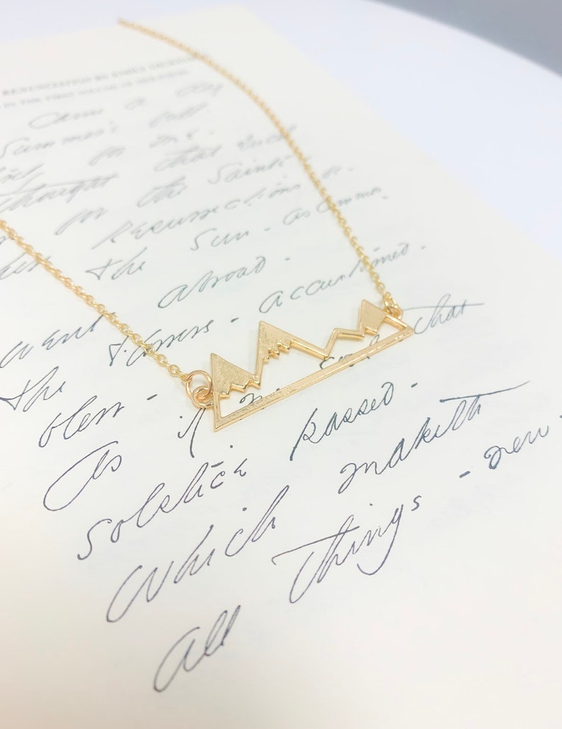 Geometric Necklace Gold Mountain Necklace Mountains Necklace
