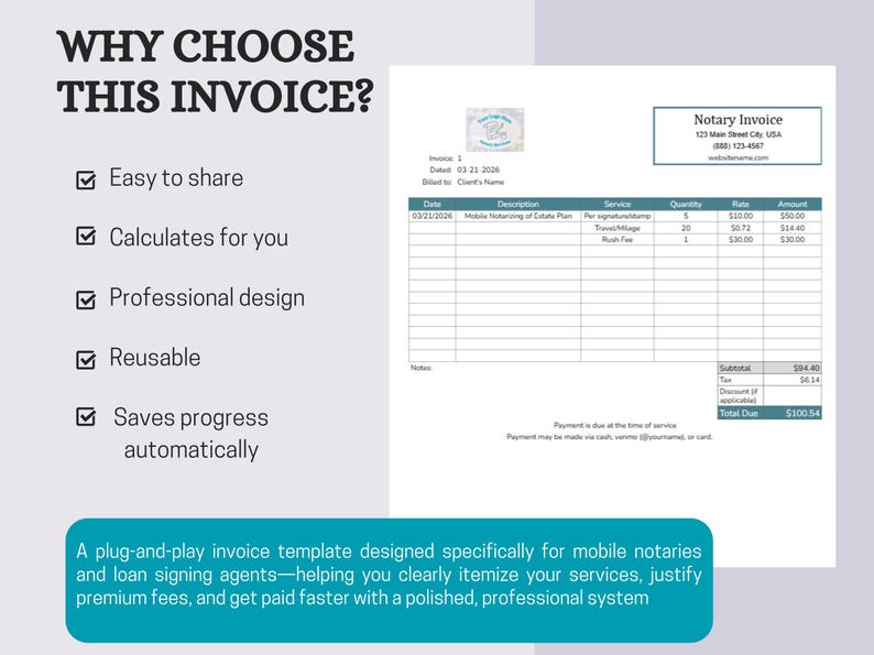 Notary Invoice Notary Invoice Template | Editable Notary Public Invoice | Mobile ...