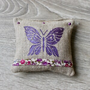 Set of 2 Lavender Sachets with Liberty of London ribbons French Lavender Pillows Organic Lavender Drawer Sachets Butterfly Sachets image 3