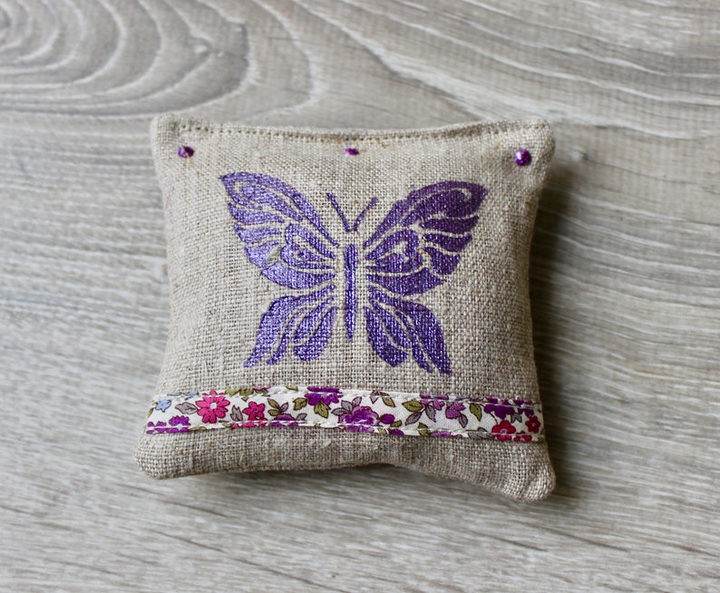 Set of 2 Lavender Sachets with Liberty of London ribbons French Lavender Pillows Organic Lavender Drawer Sachets Butterfly Sachets image 3
