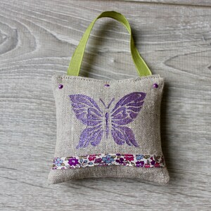 Set of 2 Lavender Sachets with Liberty of London ribbons French Lavender Pillows Organic Lavender Drawer Sachets Butterfly Sachets image 2