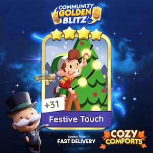 Golden Blizt _ Festive Touch _ Monopoly_Go Stickers 4 Star ( Fast Delivery )
