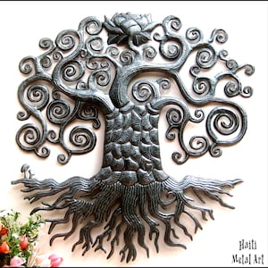 TREE of LIFE,  HAITIAN Art, Metal Art, Wall Hanging, Metal Tree, Steel Drum Art, Metal Wall Decor, Metal Wall Art, Outdoor Metal Art, 424