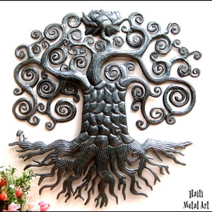 HAITIAN TREE of LIFE, Outdoor Metal Wall Art, Metal Tree Wall Art, Metal Wall Hanging, Haitian Art, Steel Drum Art, Metal Wall Decor, 424 image 1