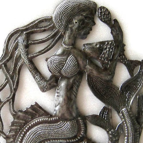 MERMAID METAL ART Haitian Steel Drum Metal Art Metal Wall Etsy