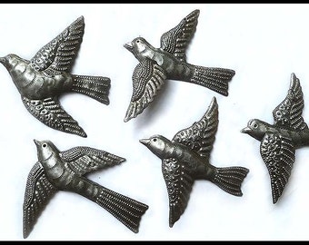 METAL BIRD ART, Wall Hanging, Garden Decor, Metal Birds, Outdoor Metal Art, Metal Wall Decor, Metal Wall Art, Haitian Art - 6" - 7" - B-5-L