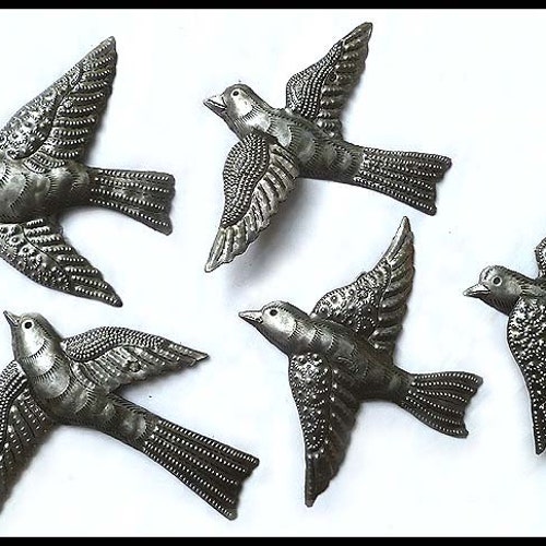 FLOCK OF 5 BIRDS Metal Art Bird Wall Hanging Haitian Steel Etsy