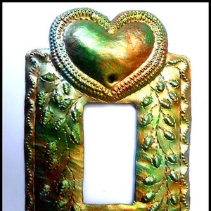SWITCH PLATE COVERS, Iridescent Metal Light Switchplate Cover, Heart Design Switch Plate, Rocker Switch Cover, Light Switch,  hrs-109-Ir
