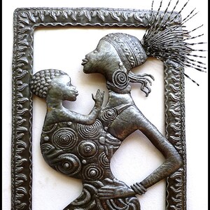 HAITIAN ETHNIC ART, Metal Wall Hanging,Haitian Steel Drum, Metal Wall Art - Metal Home Decor - African Art - Metal Art - 24.5 x 34" - W105