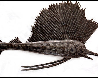 METAL SAILIFISH. Wall Decor, Metal Art, Fish Wall Hanging, Haitian Art, Recycled Steel Drum, Outdoor Metal Wall Art, Metal Fish, 1654