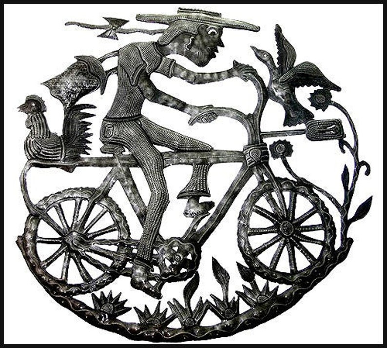 METAL WALL ART Bicycle Man Metal Wall Decor Garden Art Etsy