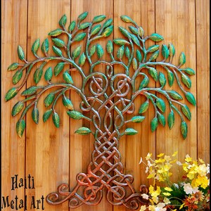 TREE OF LIFE, Metal Wall Decor, Iridescent Green, Tree Art, Metal - 346-Gr