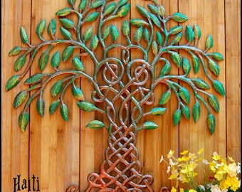 TREE OF LIFE, Metal Wall Decor, Iridescent Green, Tree Art, Metal - 346-Gr