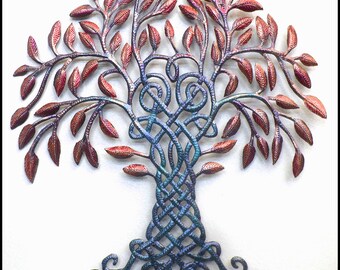 TREE OF LIFE, Metal Wall Decor, Iridescent Copper, Tree Art, Metal Wall Art, Haitian Art, Outdoor Metal Art, Metal Wall Hanging, 346-Co