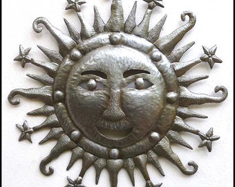 METAL SUN ART, Metal Wall Art Sun, Metal Wall Decor, Metal Art, Haitian Art, Recycled Steel Drum, Metal Wall Hanging, Haitian Art, 4204