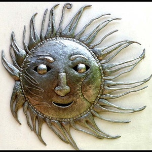 METAL SUN Wall Hanging, Outdoor Metal Art, Garden Art, Haitian Art, Haitian Recycled Steel Drum Art, Metal Wall Art, Metal Wall Decor, 9003