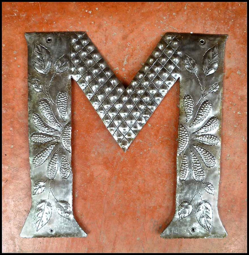 METAL LETTER, 1 Decorative Metal Monogram, 7 1/2, Metal Initial, Outdoor Metal Art, Haitian Art, Recycled Steel Drum, ADL-500-7 1/2 image 3