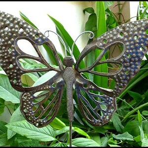 METAL BUTTERFLY, Garden Art, Metal Plant Stake, Metal Art, Plant Stick, Metal Garden Decor, Yard Decor, Outdoor Metal Art - PS-1785