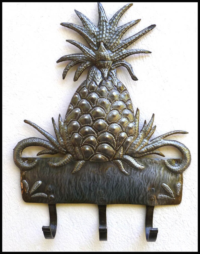 METAL WALL HOOK Pineapple Metal Wall Hanging Metal Art Etsy