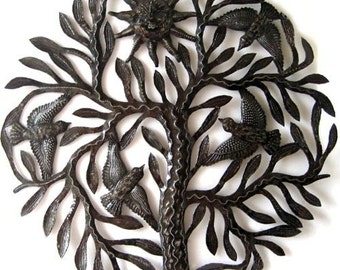 Metal Wall Hanging, Metal Wall Decor, Metal Wall Art, Garden Decor, Haitian Art, Outdoor Wall Art, Metal Artwork, Garden Art, 24"  - 402