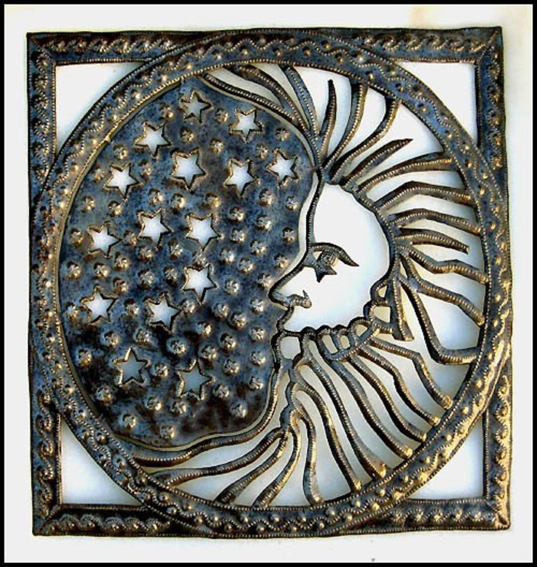 MOON METAL ART, Wall Hanging, Metal Wall Art, Recycled Steel Drum Art