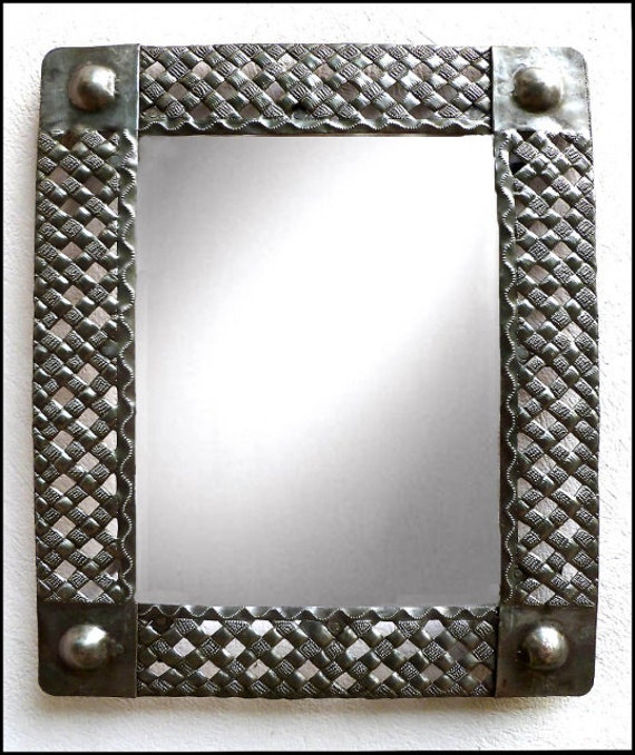 Metal Mirror Wall Hanging Decor Basketweave Image 0