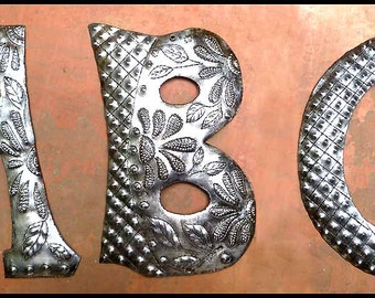 METAL LETTER, 1 Decorative Metal Monogram, 7 1/2", Metal Initial, Outdoor Metal Art, Haitian Art, Recycled Steel Drum, ADL-500-7 1/2