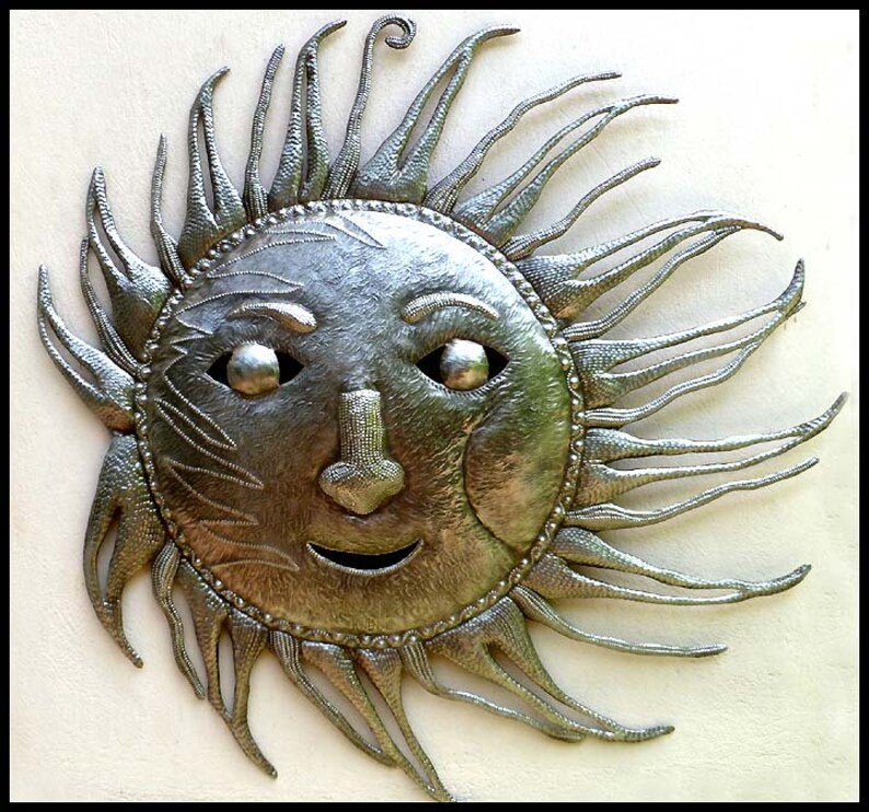 Metal Sun Wall Hanging Outdoor Art Haitian Garden Decor 9003