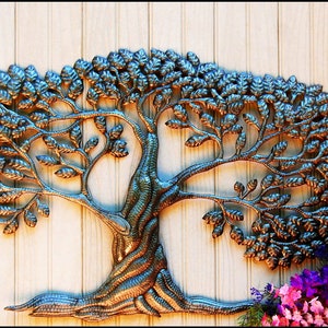 TREE WALL HANGING, Tree of Life, Metal Art Tree, Outdoor Metal Art, Wall Decor, Metal Wall Metal Art,Tree, Metal Art, Haitian Art,366-Ov