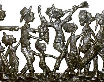 HAITIAN METAL WALL art,  Haitian Rara Band, Ethnic Design, Haitian Metal Art, Steel Drum, Metal Wall Hanging, Metal Wall Decor,  1656
