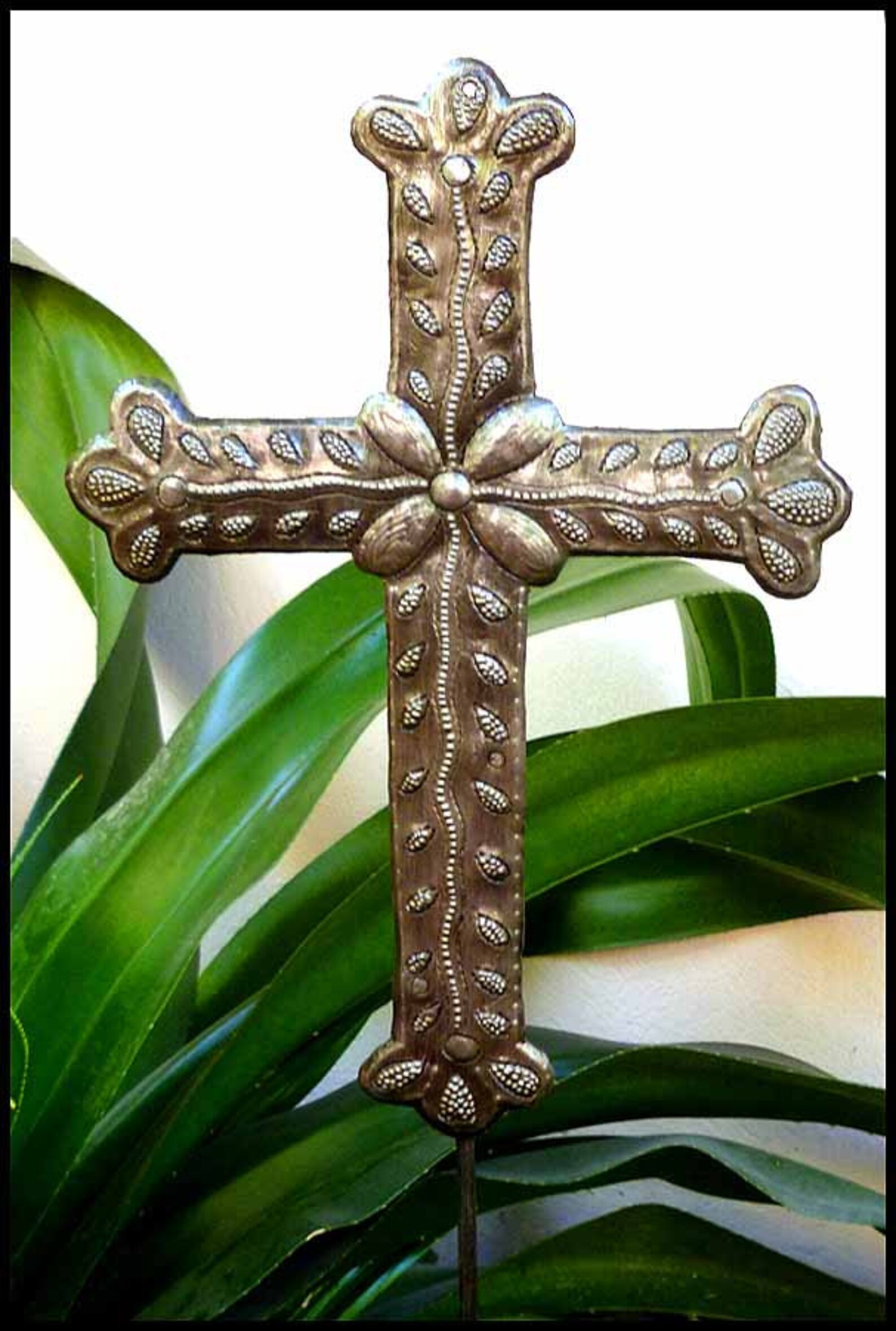 METAL CROSS Garden Plant Stake 8 X 12 Metal Etsy